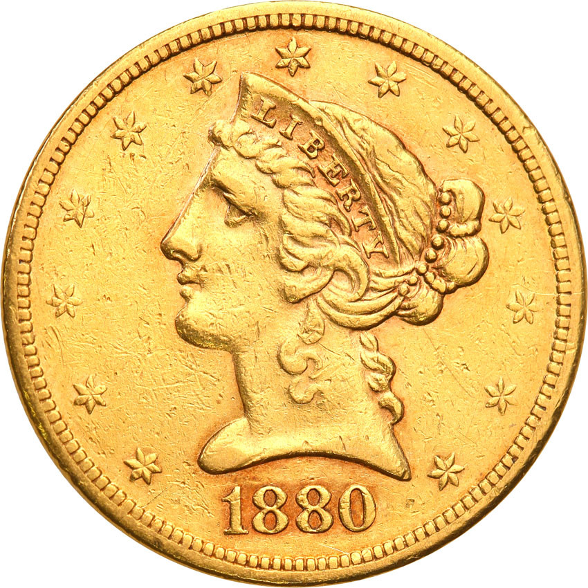 USA 5 dolarów 1880 S San Francisco st.3+